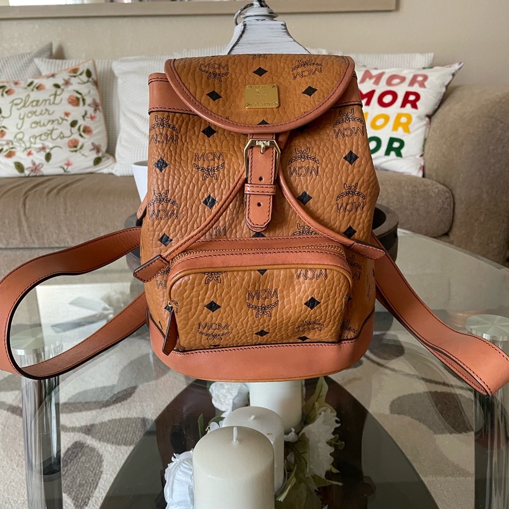 Mcm Heritage Drawstring Small Backpack Leather - image 1